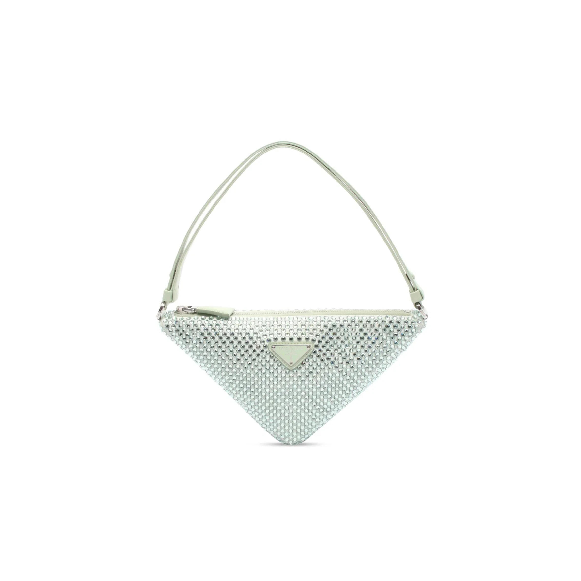 Pra*a crystal-studded satin pouch lnq044 (26*15*5.5cm)